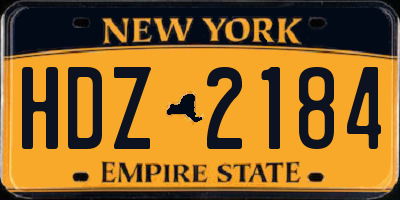 NY license plate HDZ2184