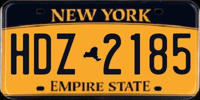 NY license plate HDZ2185