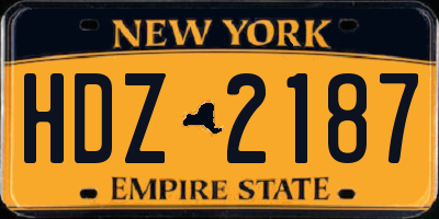 NY license plate HDZ2187