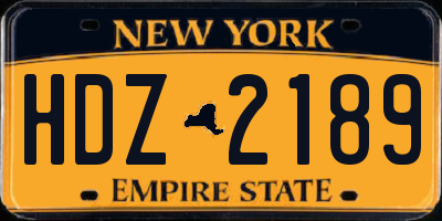 NY license plate HDZ2189