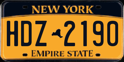 NY license plate HDZ2190