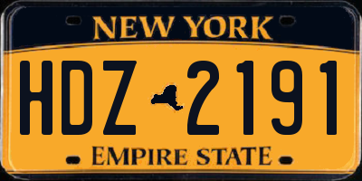 NY license plate HDZ2191