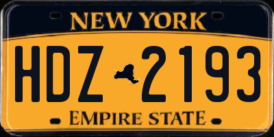 NY license plate HDZ2193