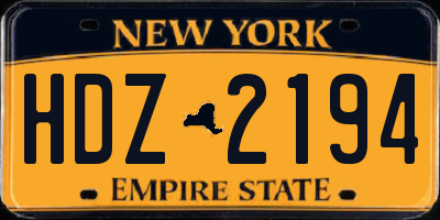 NY license plate HDZ2194