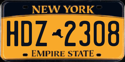 NY license plate HDZ2308