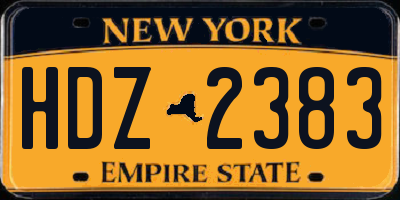 NY license plate HDZ2383