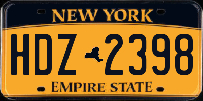 NY license plate HDZ2398