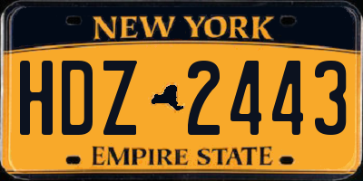 NY license plate HDZ2443