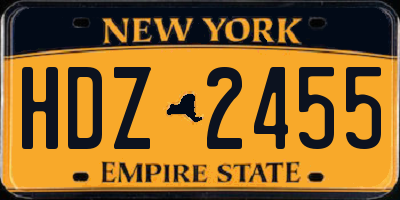 NY license plate HDZ2455