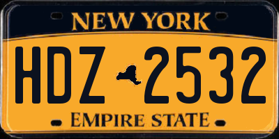 NY license plate HDZ2532