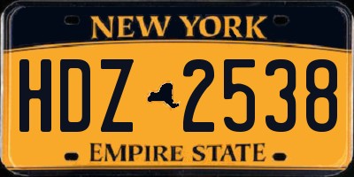 NY license plate HDZ2538