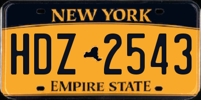 NY license plate HDZ2543