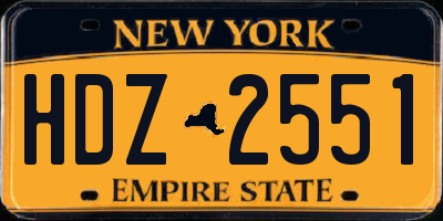 NY license plate HDZ2551