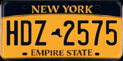 NY license plate HDZ2575