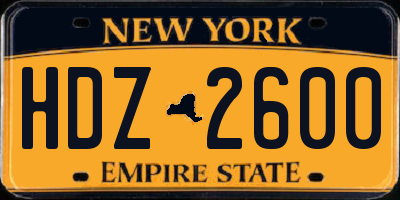 NY license plate HDZ2600
