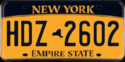 NY license plate HDZ2602