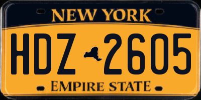 NY license plate HDZ2605