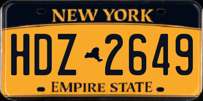NY license plate HDZ2649