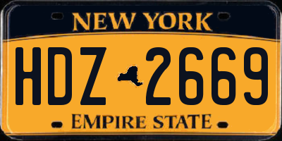 NY license plate HDZ2669