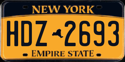 NY license plate HDZ2693