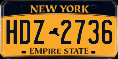 NY license plate HDZ2736