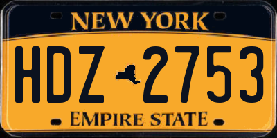 NY license plate HDZ2753