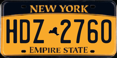 NY license plate HDZ2760