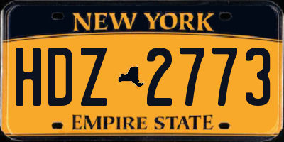 NY license plate HDZ2773
