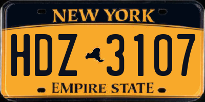 NY license plate HDZ3107