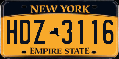 NY license plate HDZ3116