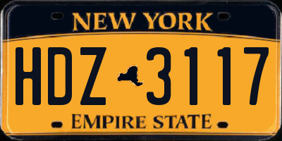NY license plate HDZ3117