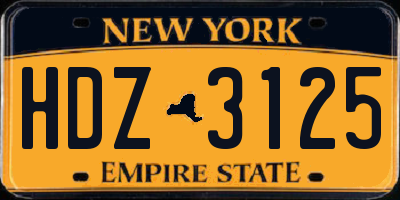 NY license plate HDZ3125