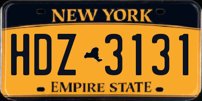 NY license plate HDZ3131
