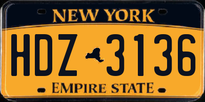 NY license plate HDZ3136