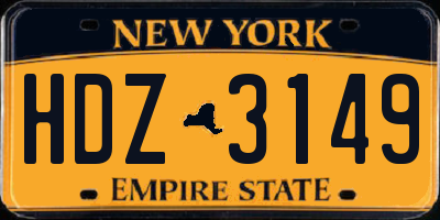 NY license plate HDZ3149