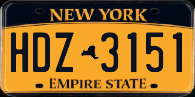 NY license plate HDZ3151