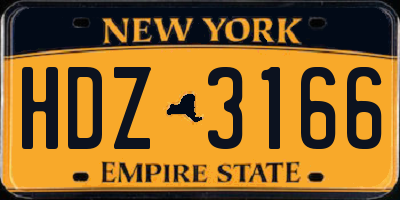 NY license plate HDZ3166