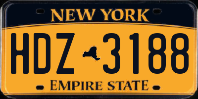 NY license plate HDZ3188