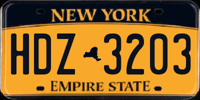 NY license plate HDZ3203