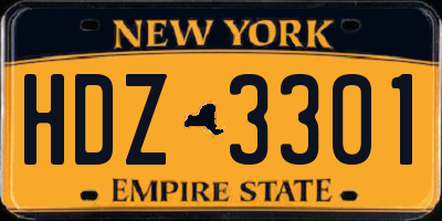 NY license plate HDZ3301