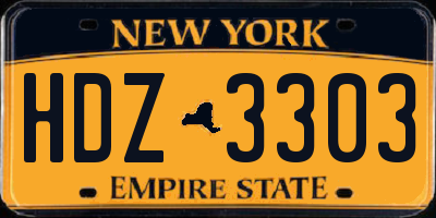 NY license plate HDZ3303