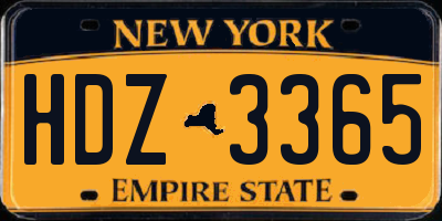 NY license plate HDZ3365
