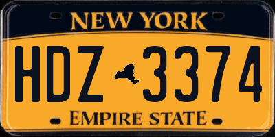 NY license plate HDZ3374