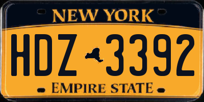 NY license plate HDZ3392