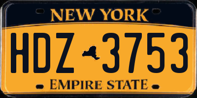 NY license plate HDZ3753