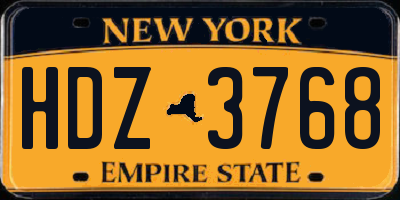 NY license plate HDZ3768