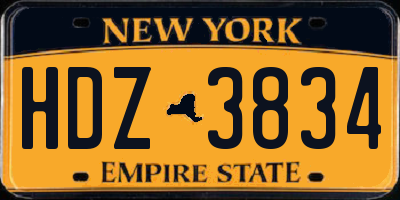 NY license plate HDZ3834