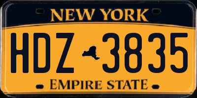 NY license plate HDZ3835
