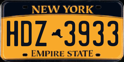 NY license plate HDZ3933