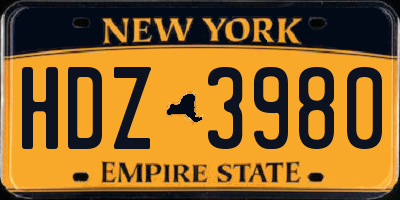 NY license plate HDZ3980